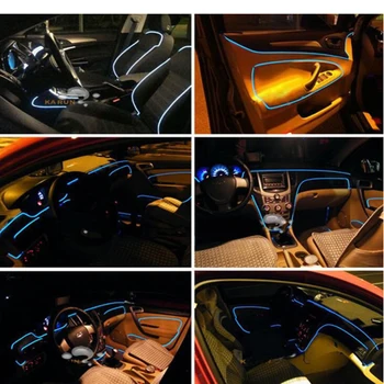 5PC Sunet Nou Activ EL Neon Sârmă, Benzi de Lumină LED RGB Interior Auto Lumina Multicolor Telefon Bluetooth Control Atmosferă de Lumină 12V