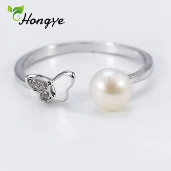 Hongye 4 Stiluri de Inele Perla Femei de Calitate Placat cu Degetul Accesorii Reglabil din Argint 925 Inel Bijuterii Cadouri pentru Mama/Prietena