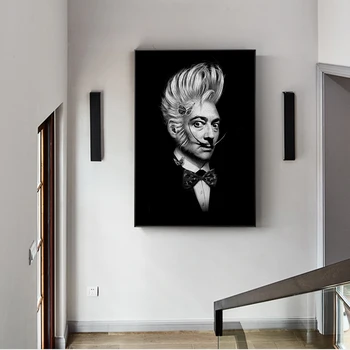 Alb și negru Salvador Dali Portret Arta de Perete Postere si Printuri Artist spaniol Panza Pictura Imagini pentru Living Decorul Camerei