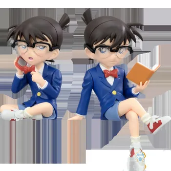 7-12cm Clasic Japonez Anime Figura Kudou Shinichi Detectiv Conan Caz Închis Cartea/Telefon/Picioare Ver Acțiune Figura