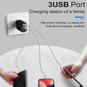 Baseus LED Digital 3 Porturi USB Încărcător UE Plug Telefon Mobil Rapid de Încărcare Încărcător de Perete 3.4 Max pentru iPhone X 8 7 Samsung S9 S8