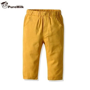 PureMilk Baieti Set Haine cu Maneci Lungi Tricou de Bumbac Cu Curea de Pantaloni Galben Haine Pentru Copii 2Y-6Y