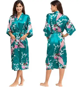 Satin rochii de Mirese Haină de Nuntă Pijamale de Mătase Pijama Casual, Halat de baie Animal Raional cămașă de noapte Lungă, Femei, Kimono XXXL