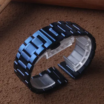Curea albastru inchis Metalice din oțel inoxidabil Fluture Catarama 20MM 22MM Ceasuri Accesorii pentru înlocuire trupa încheietura mâinii curea curele