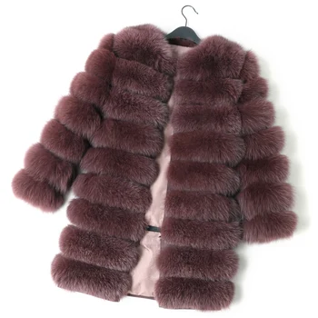 Maomoakong2020 Moda Stil Nou Vulpe Reală Strat Subțire Gât Rotund Iarna pentru Femei Jacheta Blana Naturala Blana Vesta Fata de Piele