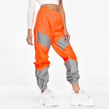 OMSJ Toamna Iarna Vrac Inaltime Talie Flash Reflectorizante Mozaic Jogger Pants 2019 Femei Neon Streetwear Costume Pantaloni Cargo