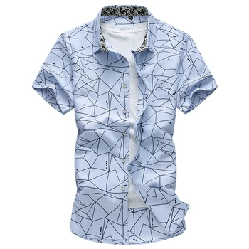 2019 Vara Noi Bărbați Cămașă Carouri de Moda de Imprimare de sex Masculin Casual Maneca Scurta Tricou de Mari Dimensiuni Brand de Îmbrăcăminte pentru Bărbați 5XL 6XL 7XL