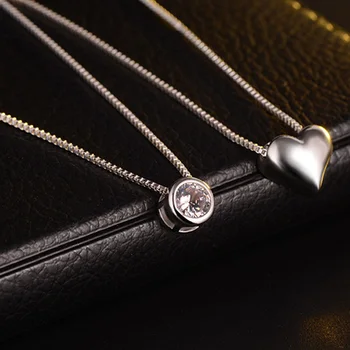 Calitate de Top Dublu strat inima CZ Pandantiv Colier de argint 925 la Modă de Vară de limba engleză Stil de Bijuterii Accesorii