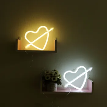 GUOCHENG Inima Lumini de Neon Baterii & USB Pentru Ziua de Nunta Petrecere de Crăciun Dormitor Agățat de Perete Decor de Lumină Nopti