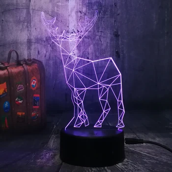 Animale Cerb Lampa 3D Vizuale Lampa de Animale Veioza cu Senzor Tactil Copilului Jucarii Copii Acril Lamparas USB LED Iluzie Home Decor Lava