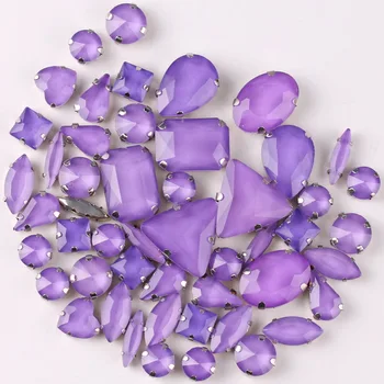 Argint gheara setări 50pcs/sac forme se amestecă jelly candy Violet cristal de sticlă coase pe stras pentru îmbrăcăminte, pantofi, genți de bricolaj