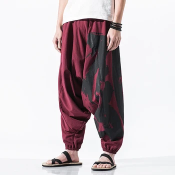 Pantaloni Harem De Bărbați Vrac Se Potrivi Yoga Pant Lenjerie De Pat Din Bumbac Boho Pantaloni Pentru Om Hip Hop Stil Chinezesc Îmbrăcăminte De Modă