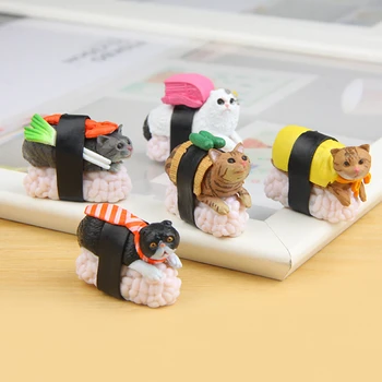 5pcs/mulțime de Drăguț Pisica Sushi din PVC Figura Jucărie Miau Mascota Mini Figurine Decor Acasă DIY Pisici Meserii de Colectie Model de Păpuși LTT9432