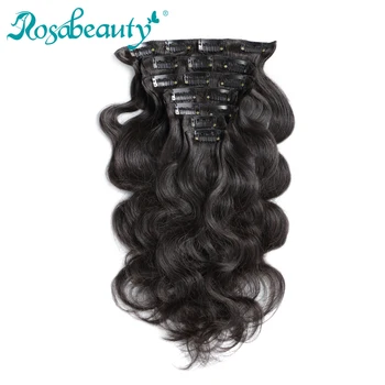 Rosabeauty 7 Piese/Set Clip În Extensii de Păr Uman Corpul Val de Culoare Naturala 70G 100G Remy de Păr 14-22 inch
