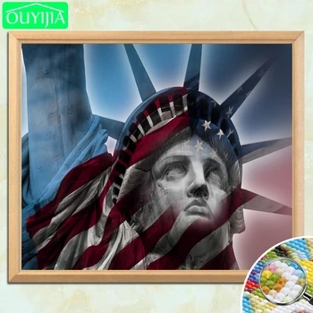 Statuia Libertății Și de Pe Steagul Statelor Unite 5D DIY Diamant Pictura Piața Diamant Broderie Pietre Mozaic Imagine