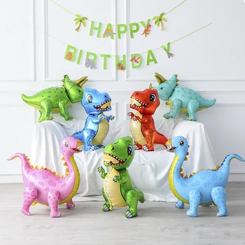 1 BUC 4D dinozaur balon DIY picioare dinozaur verde temă petrecere de ziua de vara decorare jucării heliu baloane de mers pe jos