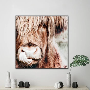 Nordic Highland Vaca Poster Bovine Printuri Irvine Animale de Artă Panza Pictura Poze de Perete pentru Camera de zi Decor Acasă Nici un Cadru