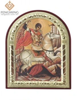 Puteți personalizate 2016 imagini Curate manual religioase creștine catolice imaginea sfântului Gheorghe grec pictograma de cadru de metal pandantiv