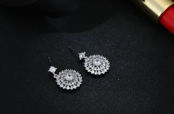 Noua Moda Fierbinte Argint 925 Cristal Rotund Cercei pentru Femei Fete Cadou Declarație de Moda Bijuterii coreea cercei