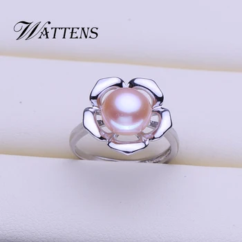 925 inel argint naturale de apă dulce pearl inel pentru femei alb negru pearl moda inel floare accesorii en-gros de noi