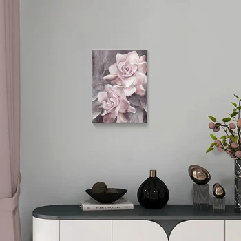 Rose Arta de Perete Panza Pictura Roz Gri Baie Imprimeuri Botanice Poster pentru Camera de zi Dormitor Decor Fermă Ulei Poze