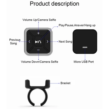 Wireless bluetooth 5.0 Butonul Media Controler de la Distanță Masina Motocicleta Telecomanda de pe Volan MP3 Music Play