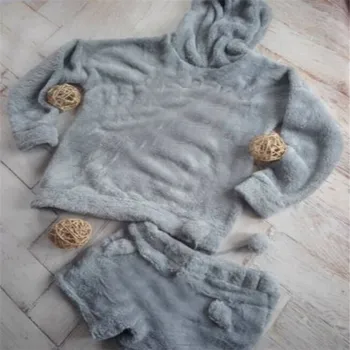 Iarna Femei Pijamale Flanel Set Pijamale cu Gluga Top+ Funduri pantaloni Scurți 2 buc Cald Fleece Coral Sleepwear