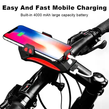 3 În 1 2000 ma Power Bank USB de Încărcare Telefon Mobil suport Suport Pentru IPhone LED Biciclete Lumina de Echitatie Biciclete Față de Lumină Difuzor