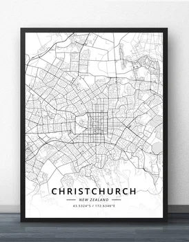Harta Orasului Christchurch Dublin Dubai Houston Arta De Perete Vopsea De Perete Decor Panza Printuri Canvas Arta Poster Picturi În Ulei Fara Rama