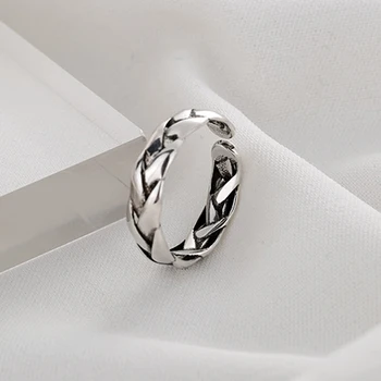 Noua Moda Frânghie Deschide Inele Vintage Argint 925 Geometrice Inel Pentru Femei, Bărbați Bijuterii anillos Cadouri