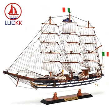 LUCKK 65CM AMERIGO VESPUCCI Nautice din Lemn Model Nave in Miniatura Barcă cu pânze Biroul de Acasă Decoratiuni Interioare Artizanat din Lemn Copii Cadou