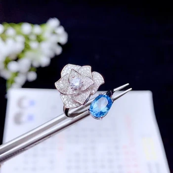 KJJEAXCMY bijuterii fine natural blue topaz argint 925 noi femeile inel de piatră prețioasă test de suport elegant