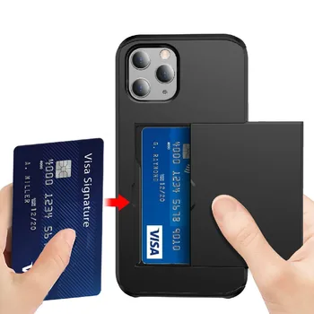 Creative Telefon Caz Pentru iPhone 12 Pro Max XR Caz Slide Armura Portofel Sloturi pentru Carduri de Titularul Cover pentru iPhone 11 Pro 7 8 6 Plus 6S