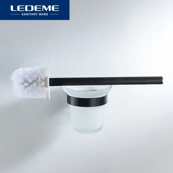 LEDEME Baie, suporturi pentru Perii de Toaletă Spray cu vopsea de Bază de Sticlă Mată Drag Cupa Baie Hardware Material Aluminiu Perie de Toaletă L5510