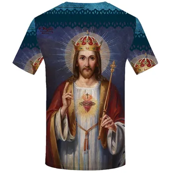 KYKU Brand Isus tricou Barbati Doamna Noastră Tricou Imprimat Creștin Tricou de Imprimare de Metal camasi Amuzant T Liber T-shirt 3d Maneci Scurte