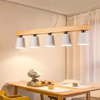 Nordic creative masa lampă trei cinci E27 studiu bar, balcon candelabru din lemn, mese restaurant lemn candelabru lumina
