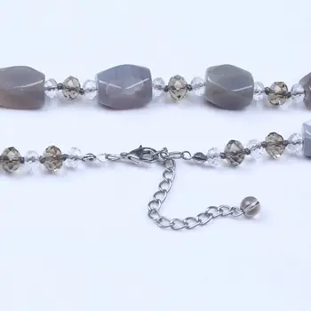 Chic naturale piatra semi-pretioasa șirag de mărgele lanț cravată colier de cristal gri piatră femei brățară colier set de bijuterii handmade
