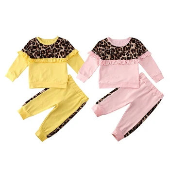 Moda Nou-născut Infantil Fete pentru Copii Haine Leopard T-shirt, Blaturi+pantaloni Jambiere Tinutele Set 2-6 Ani