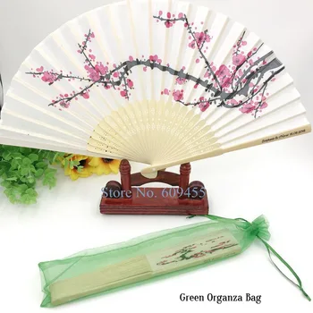 30PCS Personalizate de Nunta Hand-made Fan Plum Blossom Flower Pliere Ventilator de Mână de Imprimare LOGO-ul Partidului Decor Consumabile