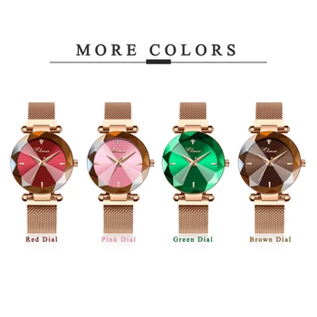 CHENXI Moda 4 Culori Gem Tăiat Geometrie Cristal de Lux Doamnelor Cuarț Ceasuri pentru Femei Rochie Ceas Femei Ceas zegarek damski