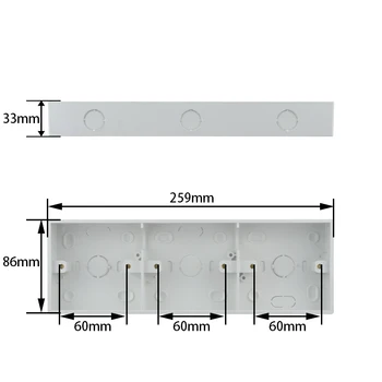 Triple Externe Cutie de Instalare în Afara Junction Box Cutie de Montaj Suprafață de Perete 3 Cutie Bandă Pentru 258mm*86mm Întrerupător Și Priză