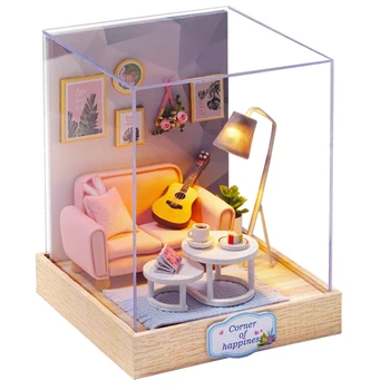 Casă de păpuși din Lemn de Bricolaj Case papusa in Miniatura Mobilier casă de Păpuși Kit Casa Muzica Jucarii pentru Copii de Ziua de nastere Cadouri de Craciun QT27