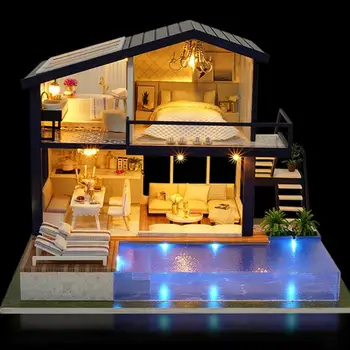 2020 3D DIY din Lemn Mini Păpuși Pentru Copii Xmas Cadou Dragoste Timp Apartament Mobilier Casa Papusa Jucarii Educative, Mobilier Nou