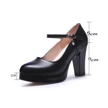 2019 Moda Noi Sosesc Femei Pompe Solid cu Catarama de Primavara Toamna Pantofi de Nunta Rotund Toe din Piele Doamnelor Tocuri inalte Pantofi HC-1112