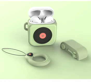 Noi 2021 Desene animate creative tendință record player Bluetooth setul cu cască de protecție de acoperire, potrivit pentru AirPods 1 2