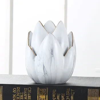 Modei Moderne Floare Decor Ceramica Lotus Suport Lumanare Marmură, Porțelan Decor Vaza Creative Restaurant De Uz Casnic