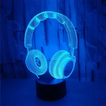 Noi Colorate Apăsați 3D Lampa Iluzie a Condus Lumina de Noapte USB Lampă de Masă pentru Copii copii Copii Cadou Noptiera Dormitor Căști 3D Lampa