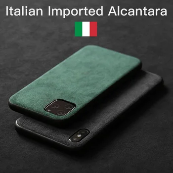 Italiană ALCANTARA Caz pentru iPhone 12 Pro Max 11 Xs MaxPlus de Lux Piele Artificiala de Afaceri Cazuri de Telefon Acoperă pentru iPhone 7 8 caz