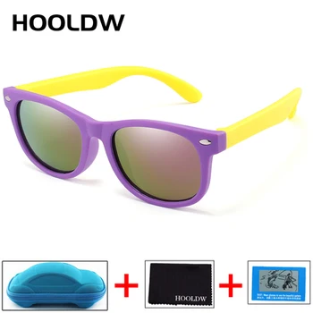 HOOLDW Polarizate Copii ochelari de Soare pentru Copii Ochelari de Soare Baieti Fete Incasabil Silicon Ochelari de Copil UV400 Ochelari cu Cutie