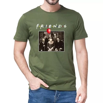 Unisex din Bumbac de Groază Prieteni Pennywise Michael Myers Jason Voorhees Halloween Bărbați T-Shirt Bumbac Moale T-shirt Femei Top tee